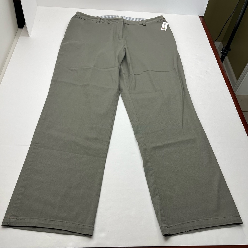 Duck Head‎ Stretch Twill Pant Womens Size 18 Green Pockets Preppy NEW